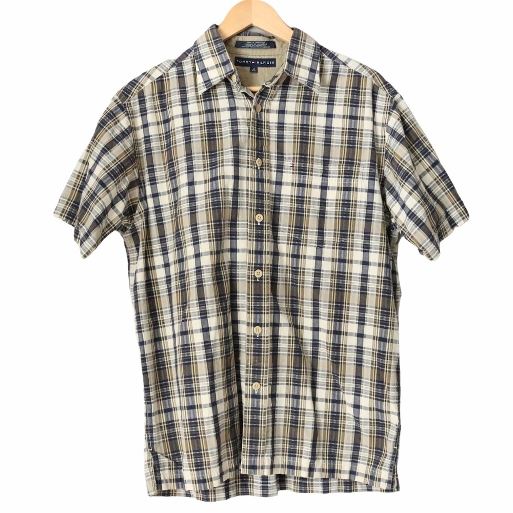 Tommy Hilfiger Tan/Black Plaid Short Sleeve Shirt